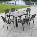 New design outdoor garden furniture plastic wood furniture dining table set for restaurant